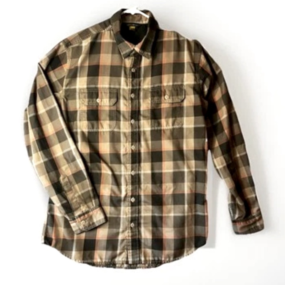 Eddie Bauer Travex Shirt Mens L Tall Plaid Long Sleeve Button Up Hiking Travel